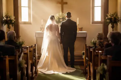 Bride and Groom at Church Altar