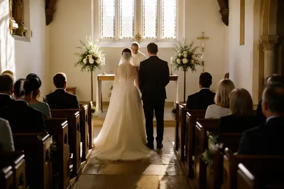 Bride and Groom at Church Altar