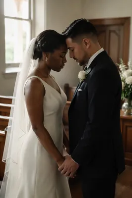 Wedding Couple Praying Before Ceremony