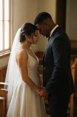 Wedding Couple Praying Before Ceremony