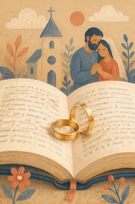 Gold Wedding Rings on Open Bible