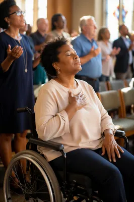 Wheelchair User in Front Row Worship
