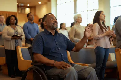 Wheelchair User in Church Front Row