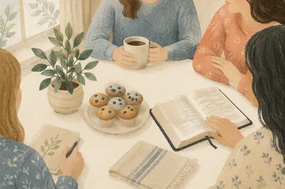Women’s Bible Study with Coffee by Window
