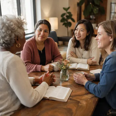 Women Sharing Coffee and Bible Study