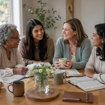 Women Studying Together Over Coffee