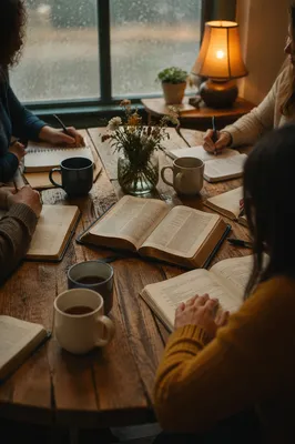 Women’s Bible Study with Coffee and Notebooks