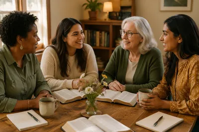 Women Sharing Coffee and Bible Study
