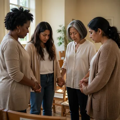 Women Holding Hands in Prayer Circle