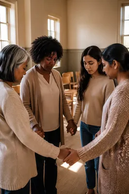 Women Holding Hands in Prayer Circle