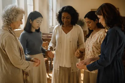 Women Holding Hands in Chapel Prayer Circle