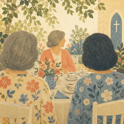 Womens Ministry Tea Fellowship in Garden