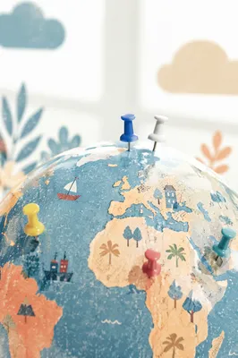 Mission Planning Globe With Colorful Map Pins