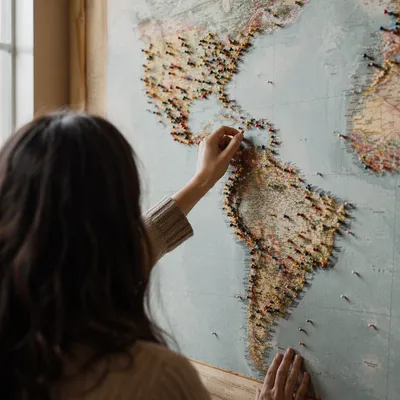 Mission Planning World Map With Push Pins