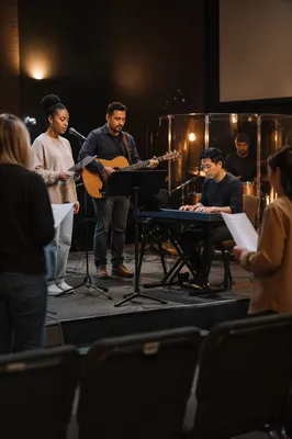 Church Band Rehearsal on Auditorium Stage