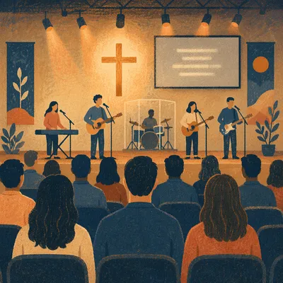 Evening Worship Band on Church Stage
