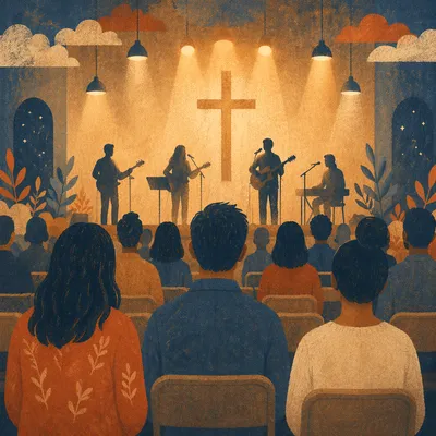 Evening Worship Band on Church Stage