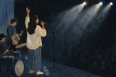 Worship Band on Dim Church Stage