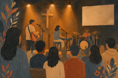 Intimate Evening Worship Band on Church Stage