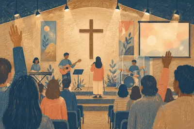 Warm Church Worship Band on Stage