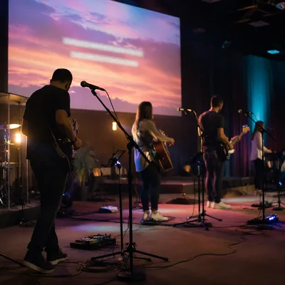 Contemporary Worship Band on Church Stage