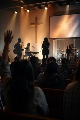 Worship Band on Warm Church Stage