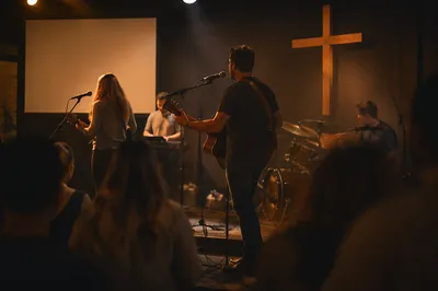 Intimate Evening Worship Band on Church Stage