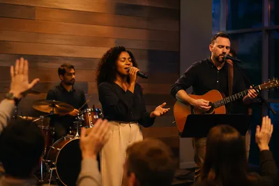 Worship Band Performing on Church Stage