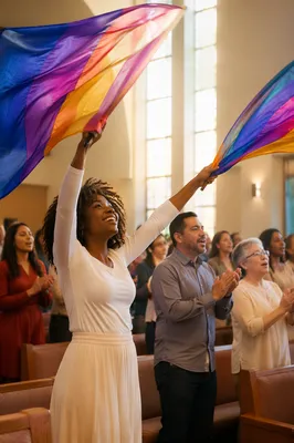 Joyful Worship Flags in Modern Church