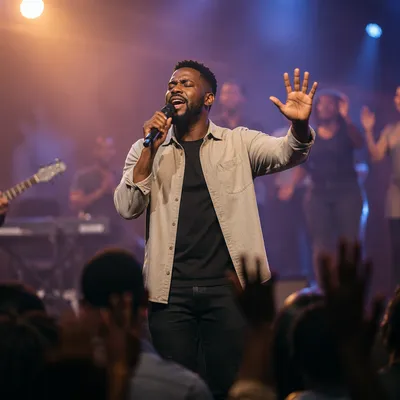 Man Singing on Church Stage