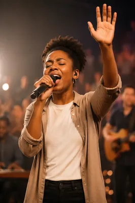 Woman Singing on Church Stage