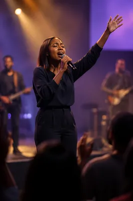 Woman Singing on Church Stage