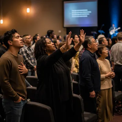 Congregation Singing in Contemporary Church Sanctuary