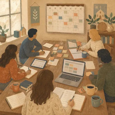 Worship Planning Team Meeting Around Table