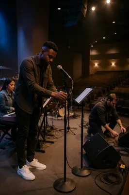 Church Stage Sound Check Before Service