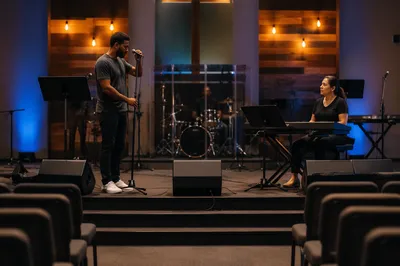 Church Stage Sound Check Before Service