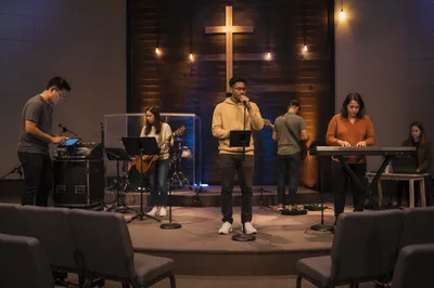 Church Stage Sound Check Before Service
