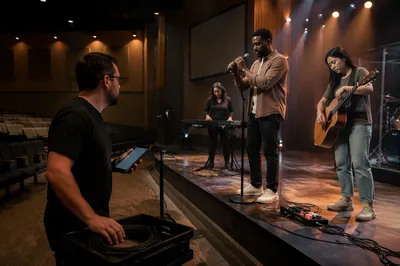 Worship Team Sound Check on Stage