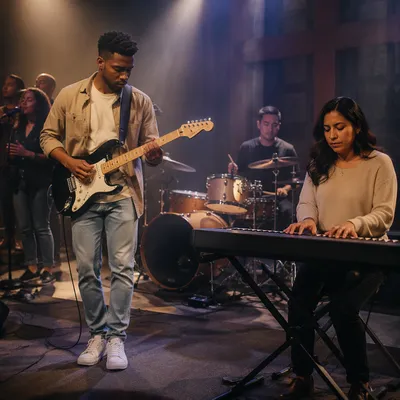 Worship Band Rehearsal on Church Stage