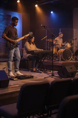 Worship Band Rehearsal on Church Stage