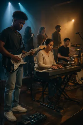 Worship Band Rehearsal on Church Stage
