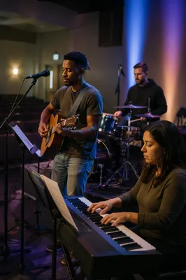 Worship Band Rehearsal on Church Stage