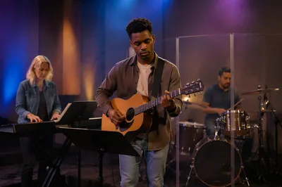 Worship Band Rehearsing on Church Stage