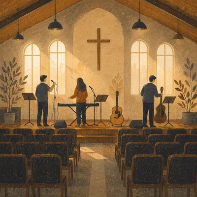 Quiet Worship Team Rehearsal in Sanctuary