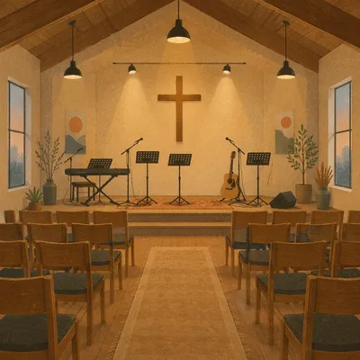 Empty Sanctuary Ready for Worship Rehearsal