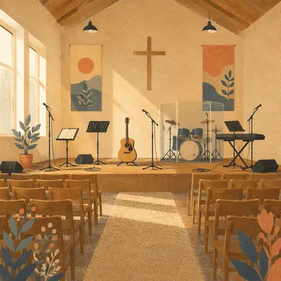 Quiet Worship Team Rehearsal Sanctuary Setup