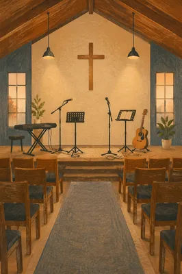 Empty Sanctuary Ready for Worship Rehearsal
