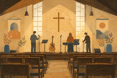 Quiet Worship Team Rehearsal in Sanctuary