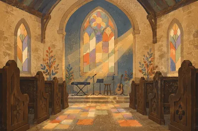 Quiet Sanctuary Ready for Worship Rehearsal