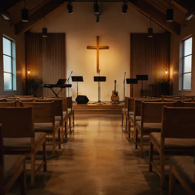 Empty Sanctuary Ready for Worship Rehearsal